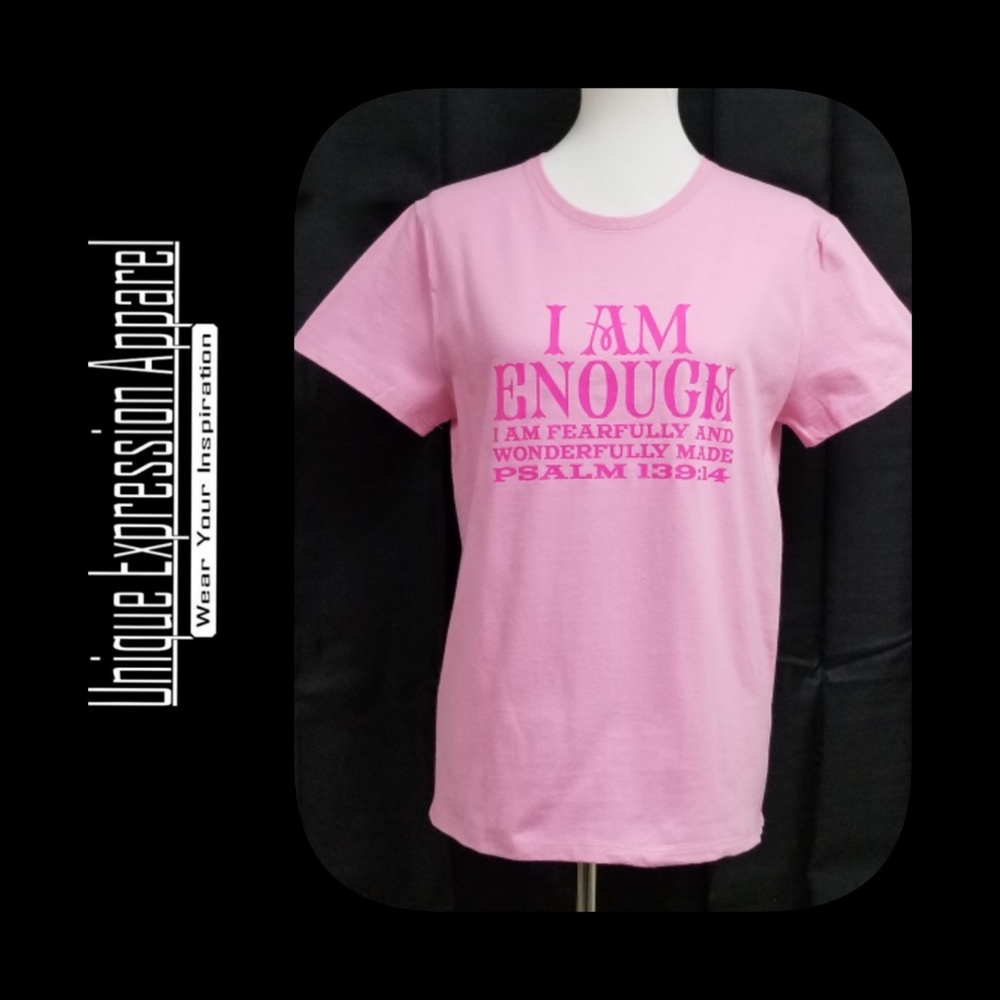"I Am Enough" casual soft pink graphic tee